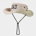 Khaki outdoor sun hat with DAD embroidery and adjustable windproof rope on white background - Beige