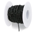 18K gold-plated stainless steel black chain roll for DIY jewelry making and necklace crafts - Wire 0.3mm-Width 1mm / Black