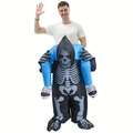 Funny inflatable Reaper skeleton costume for Halloween party performance with built-in blower - Riding A Skeleton Reaper / One Size