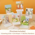 3D pop-up flower greeting card set with 6 diverse scenes and matching white envelopes - Campus Life Series - Set of 6 (HK8007)