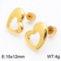 Boucles d'oreilles cœurs évidés en acier titane doré poli, dimensions 15x12mm - Or (KE110654-Z)