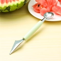 Dual-head stainless steel fruit baller and carving knife with a light green handle - Nordic Green