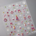 Stickers ongles Noël 3D en relief avec reflets métalliques laser et motifs M-253 - Style de Relief 3D de Noël (M-253)