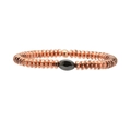 Pulsera elástica de cuentas de hematita oro rosa con piedra negra ovalada pulida - 8mm / Oro rosa