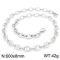 Collier chaîne grain de café en acier inoxydable argenté 600mm avec fermoir mousqueton - Argent-600x8mm(KN228507-Z)