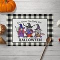 Halloween gnome placemat with black and white checkered border and wizard characters - Style 11-Encrypted Linen / 30*45cm(32g)