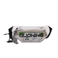 Transparent PVC crossbody chest bag with black straps and checkered pendant decoration - With Pendant / White