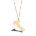 Rose gold Italian map outline pendant necklace with a heart-shaped cutout detail - Italy - Rose Gold