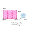 Pink 6-cavity cat paw silicone mold with dimension and weight specifications - 6-Cavity Cat Paw Mold / Pink