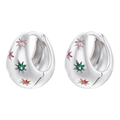 Dettaglio orecchini a goccia in argento con pietre colorate e motivo a stella inciso - VE1585 Zircone Colorato Goccia d'acqua / Oro Bianco
