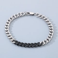 Heren Cuban link armband van roestvrij staal met tweekleurige zilveren en zwarte schakels - Stijl A Kleurblok Zwarte Armband
