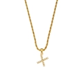 Elegant 18K gold plated twisted chain necklace with a pearl cross pendant for women - Letter X