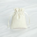 Elegant cream velvet drawstring pouch for luxury jewelry storage and gift packaging - 8*10cm / Off White
