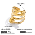 Dettagli dell'anello a spirale multistrato in acciaio inossidabile placcato oro 18K e misure - US 7 / Spirale Oro