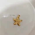 Macro view of a 1.9x2.15cm golden starfish pendant with textured metal surface - D09 Starfish