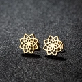 Eleganti orecchini a lobo in acciaio inossidabile placcato oro con design a mandala cavo - 178 Fiore di Mandala / Oro
