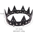 Corona punk in pelle PU nera decorata con borchie metalliche argentate e punte - Nero