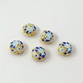 Golden 18K enamel cloisonne watermelon spacer beads with blue floral patterns for DIY jewelry - 28# Blue-white Carp 12X8mm / 1 Piece