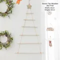 Árbol de Navidad de pared triangular de madera con 7 niveles y estrella superior - Árbol de Tiras de Madera de 7 Niveles (54x92cm)