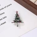 Detailed macro shot of vintage silver Christmas tree brooch with colorful crystals - Style 23 (4.3*3cm)