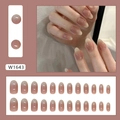 Almond-shaped nude pink gradient press-on nails set W1643 with 24 pieces included - W1643 Solid Color Gradient