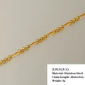 Minimalist 18k gold plated stainless steel bead link chain necklace 42cm plus 5cm length - 2.013 Link and Bar Chain