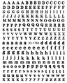 Detail of 3D black alphabet nail stickers showing uppercase and lowercase serif letters - Black