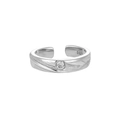 Anello aperto in argento sterling S925 con motivo a piuma e pietra di zirconia - Color Platino Modello Uomo 【Taglia 18/Regolabile】