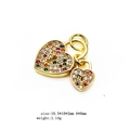 Golden heart padlock charms with colorful zircons for necklaces and jewelry making - Style 19# Double Heart Lock