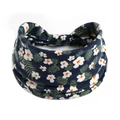 Dunkelblaues Yoga-Stirnband mit weißem Blumenmuster und grünen tropischen Blättern - Dunkelblaues Blumenlaub(#146)