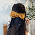 Fiocco per capelli a nastro floreale giallo e nero in stile francese per donne - Floreale Zenzero