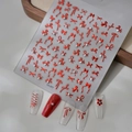 Pegatinas 3D para uñas con lazos rosa y perlas blancas para manicura dulce personalizada - Estilo de Relieve de Lazo Rojo con Perlas (CO-377)