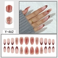 Faux ongles amande avec dégradé rouge, French tips et accents d'étoiles dorées 3D - Étoile Or Ombré Rouge Rose (Y-462)