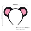 Plush mouse ears headband for kids with pink inner ears and 20cm width dimension - Black Mouse Headband / Black
