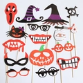 Set di oggetti di scena per foto di Halloween con maschere zucche e bastoncini - Set 16 pezzi Halloween Cappello da Strega Bocca Grande