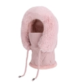 Winter-Strickkapuzenschal für Damen in Rosa mit Kunstpelzbesatz und verstellbarem Kordelzug - Rosa (6013)