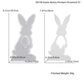 Detailed size chart for hollow Easter bunny silicone molds with metric and imperial units - Easter Bunny Pendant Ornament 01 Mold