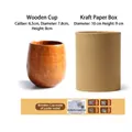 Dark brown jujube wood cup with round belly shape and cylinder kraft paper box - 120ML / Belly Cup (With Kraft Box)