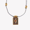 18K gold-plated stainless steel sun eye pendant necklace with braided cord strap - Woven Rope Enamel Eye Tarot-Gold Purple