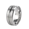Brushed silver stainless steel spinner ring with a polished inner groove for a sleek look - 18-a-1 Steel Color / Size 7