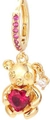 Goldene Bärenohrringe mit rosa Herzstein und Zirkonia-Creole im niedlichen modischen Stil - Gold-Roter Zirkonia
