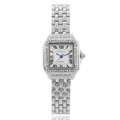 Women's silver square quartz watch with crystal bezel and Roman numeral white dial - Zirconia Inlaid Silver