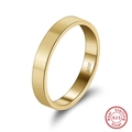 Minimalist S925 sterling silver gold plated ring with polished mirror finish surface - US 5 / 3.0MM Width/2.14g / 14K Gold Plated