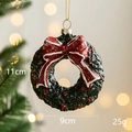 Ghirlanda di Natale in resina con fiocco rosso e bacche decorazione da 11cm - Ghirlanda di fiori