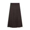 Elegant deep brown pleated A-line maxi skirt featuring smooth texture and draped design - XS / Coffee