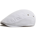 Classic white cotton ivy cap featuring side brass eyelets and structured vintage style - Adjustable / White