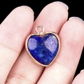 Lapis Lazuli heart pendant with gold-plated edge and natural blue stone texture - Lapis Lazuli Gold Edging
