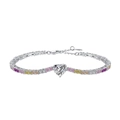 Elegant S925 sterling silver tennis bracelet with colorful heart-shaped cubic zirconia - 925 Silver / Heart Gradient Style (DY150229-CS)