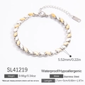 Pulsera tejida de acero inoxidable impermeable con detalle de dije de hoja dorada plateada - Pulsera de Hojas de Dos Tonos (SL41219) / Chapado en Oro de 18K / Plateado