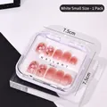 White small press-on nail storage box with gradient pink cherry blossom nail tips - White 7.5*7.5cm 1pc